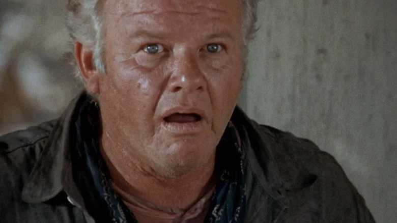 Alan Hale Jr.'s Matt Stone looks shocked in closeup in Hang 'Em High
