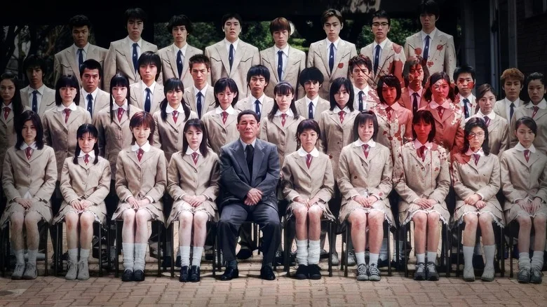 a full class photo from Battle Royale
