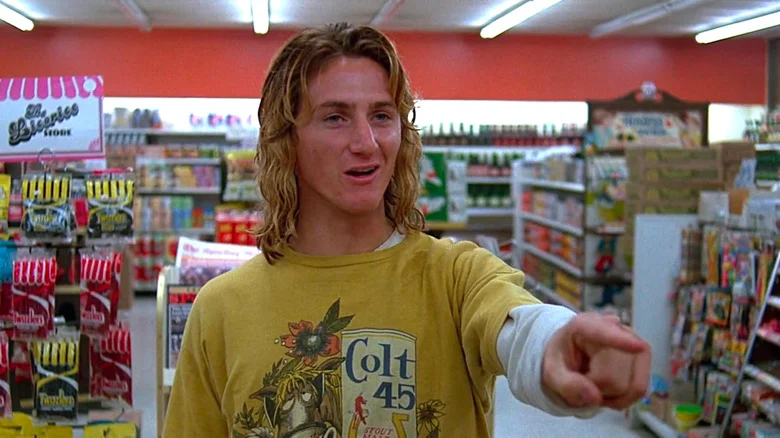 Sean Penn as Jeff Spicoli, pointing out something funny in Fast Times at Ridgemont High